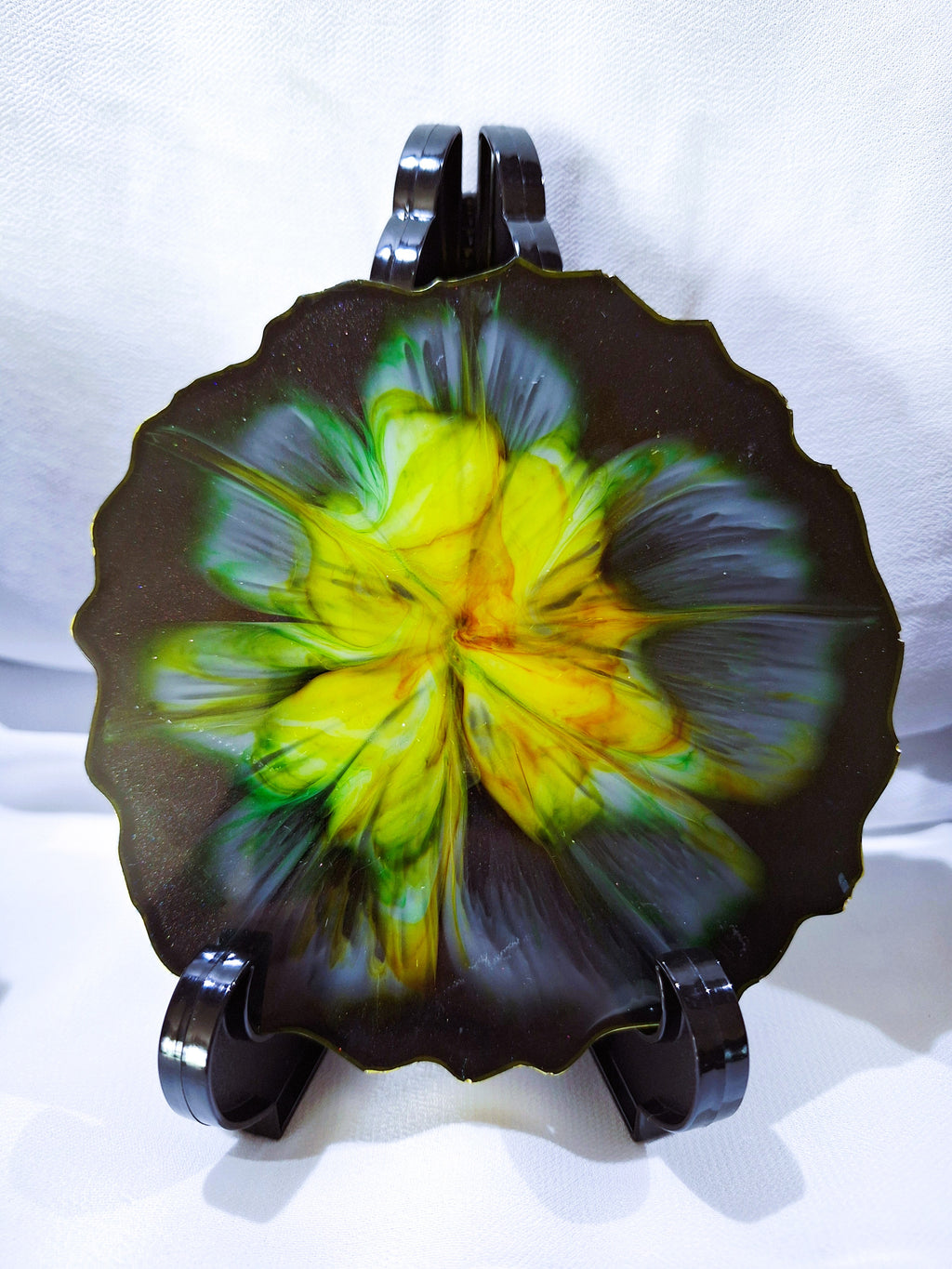4pc Black with Blooms Coaster Set