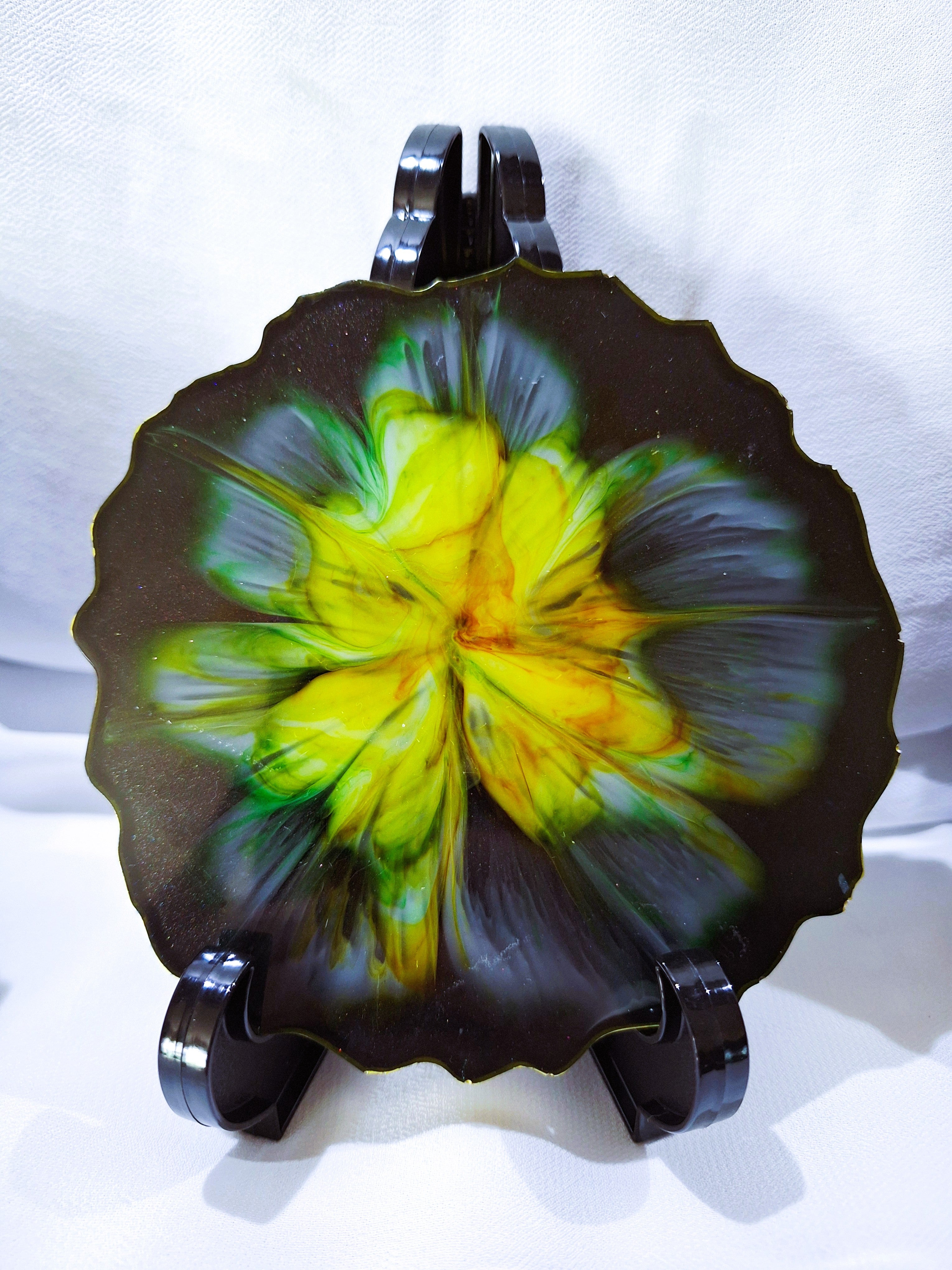 4pc Black with Blooms Coaster Set