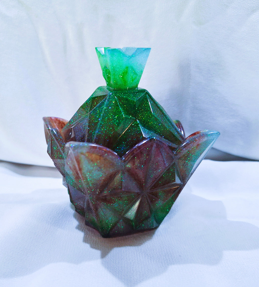 Red & Green Square Crystal Jar