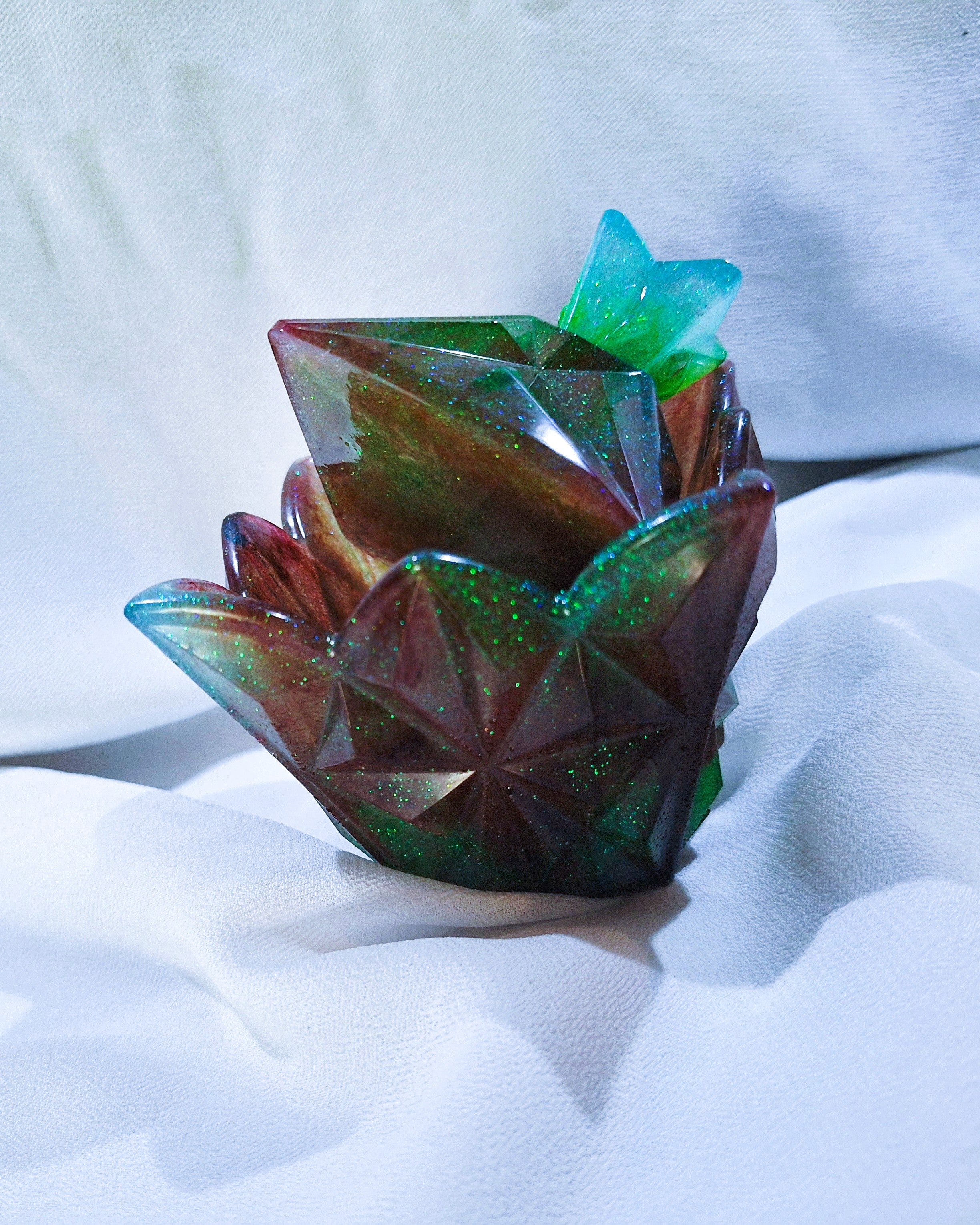 Red & Green Square Crystal Jar