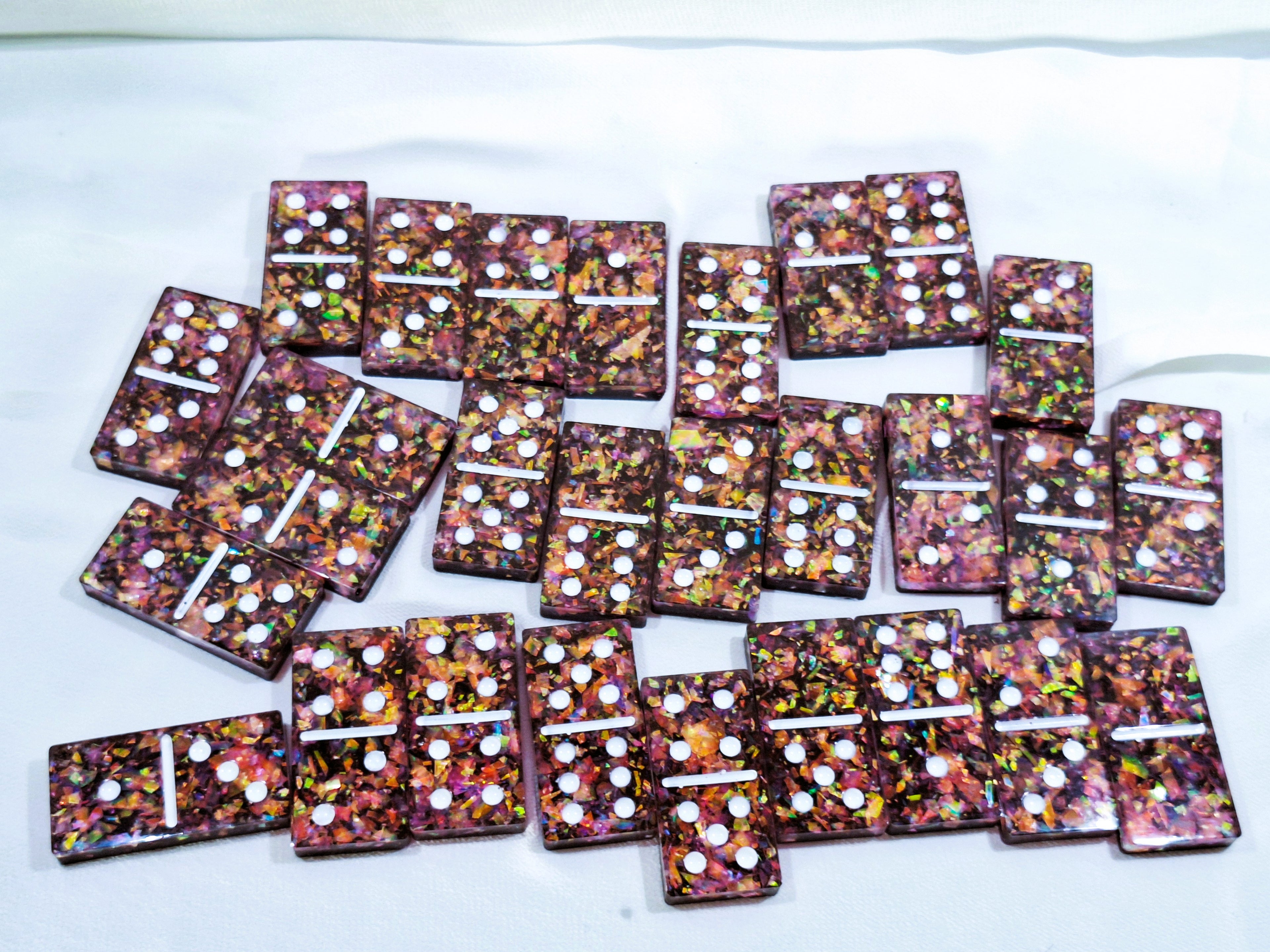 Black & Pink Confetti Dominoes
