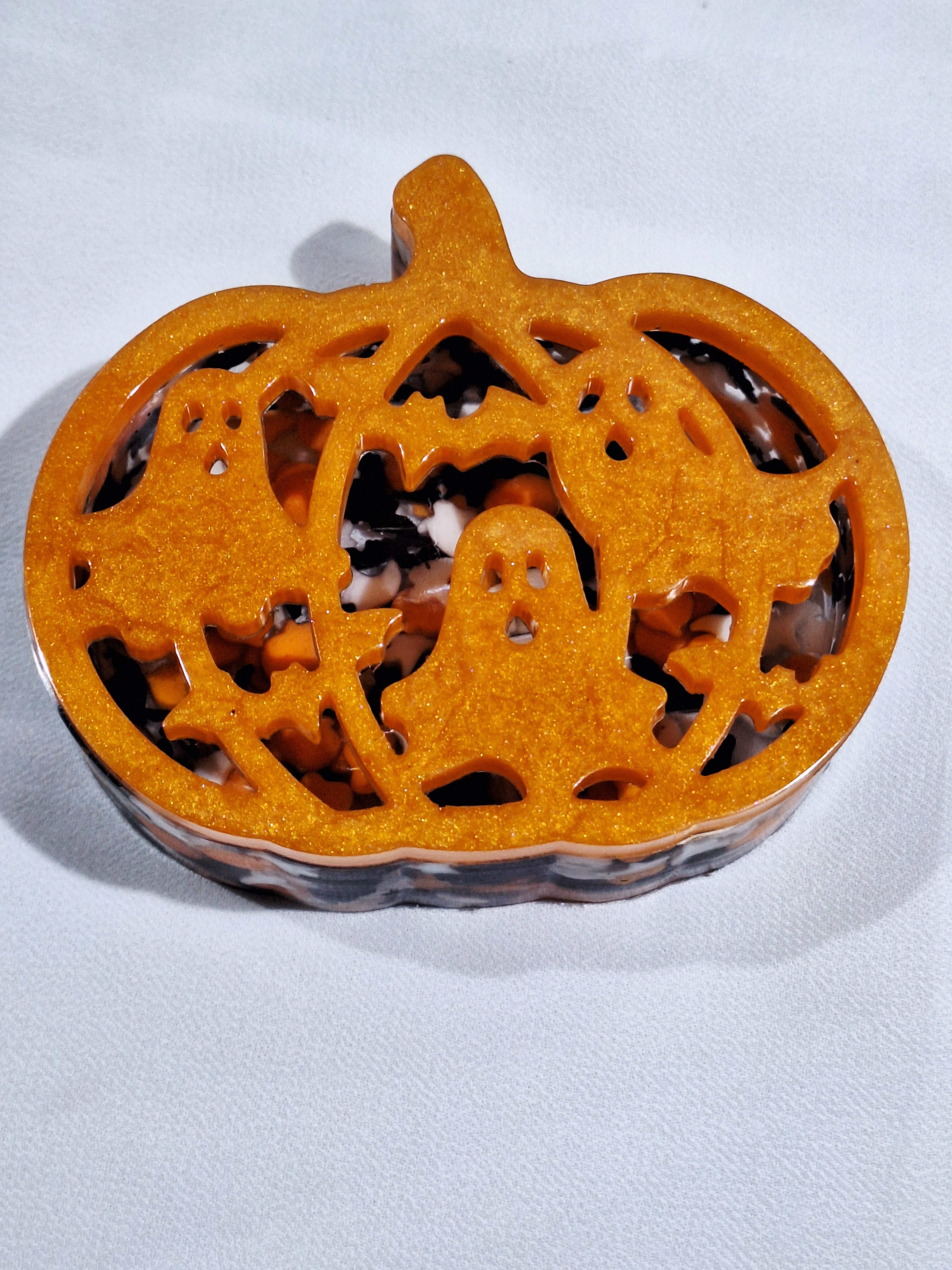 Pumpkin Halloween Trinket Jar w/Lid