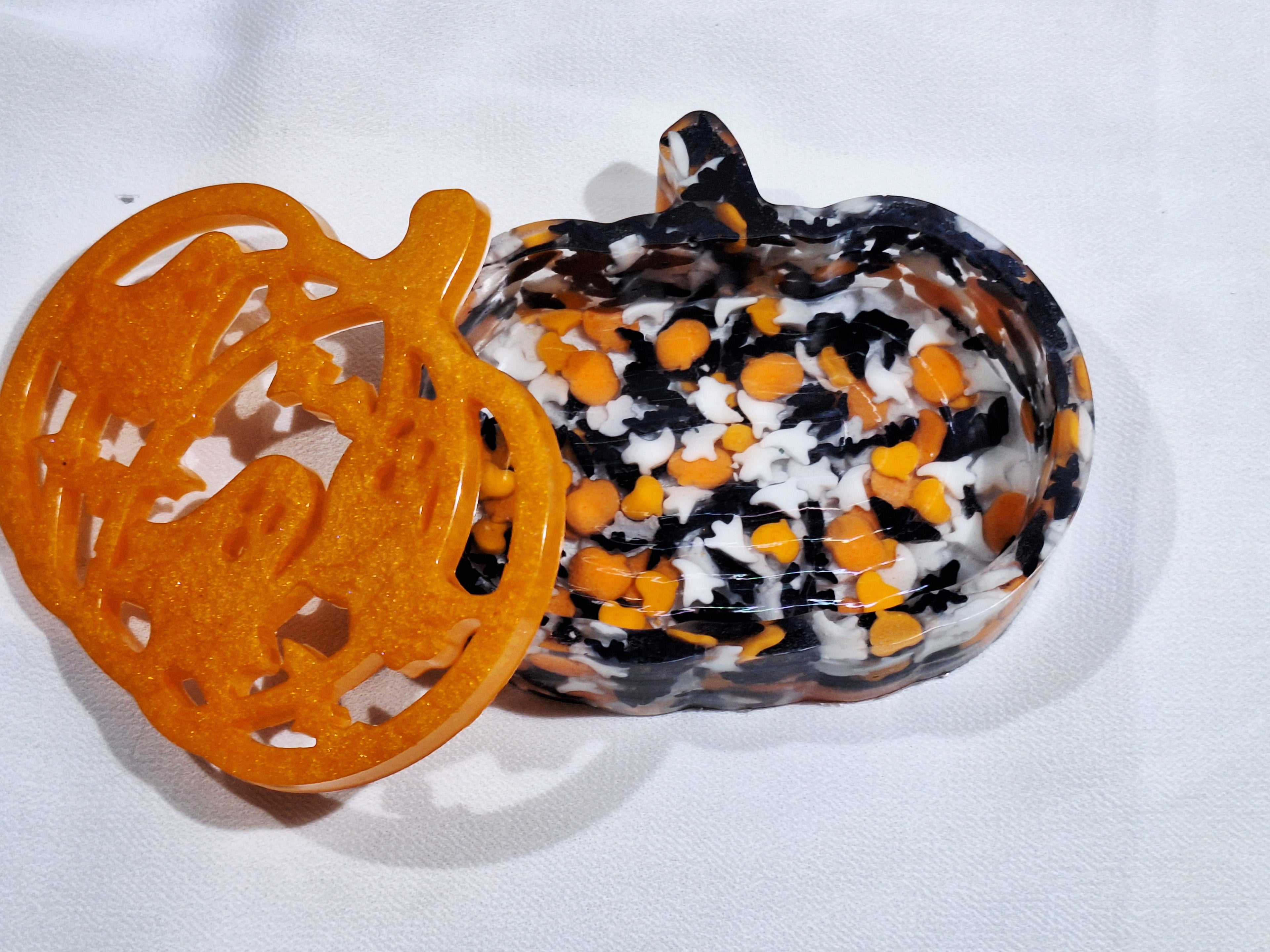 Pumpkin Halloween Trinket Jar w/Lid