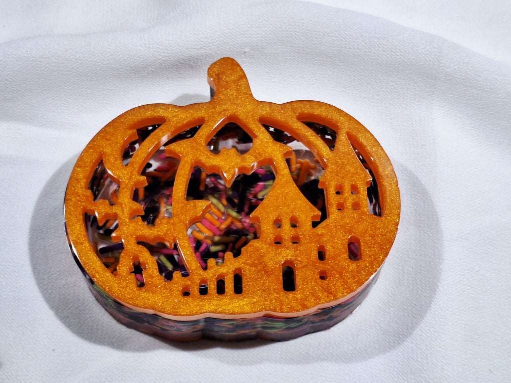Pumpkin Halloween Trinket Jar w/Lid