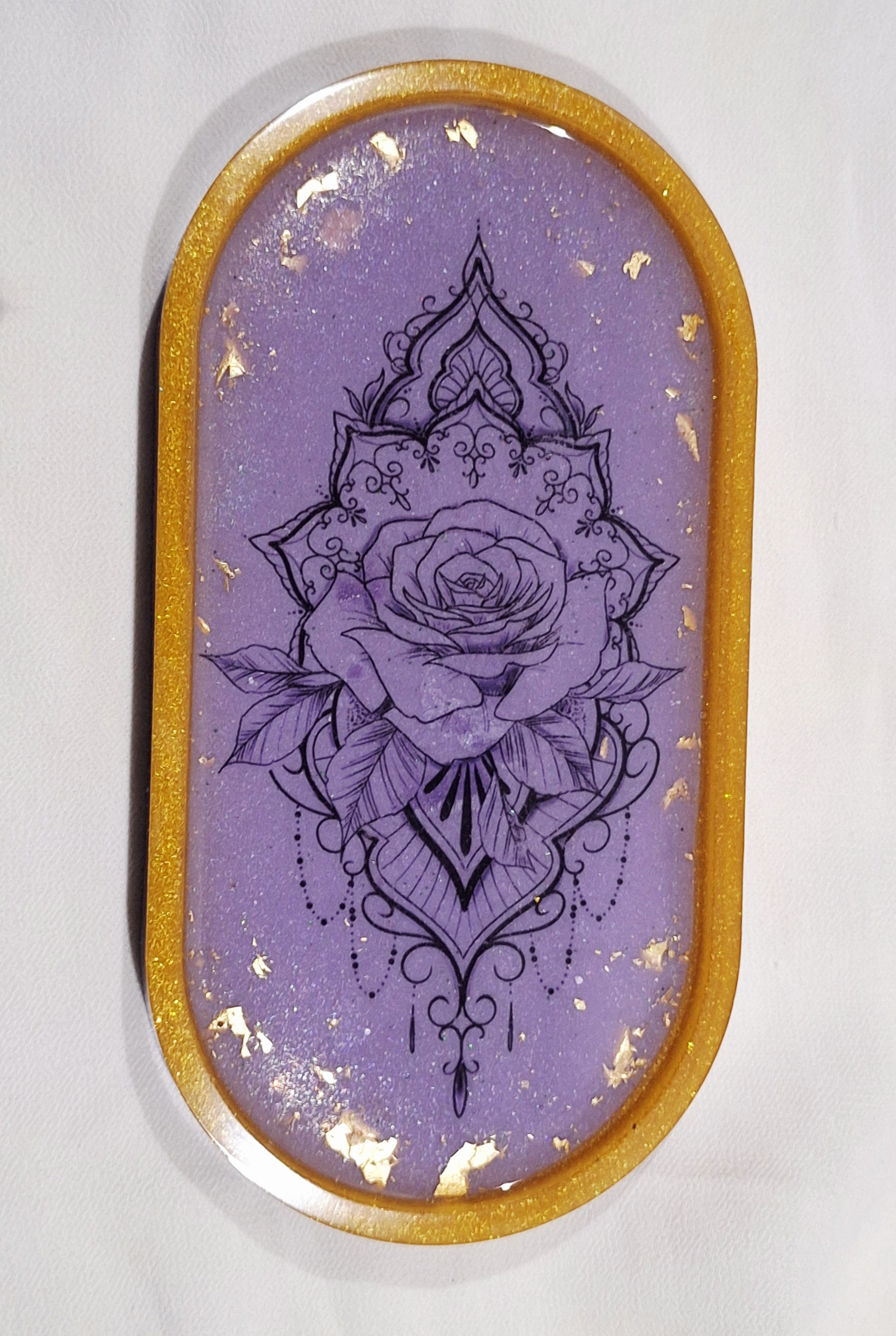 Gold w/ Purple & Tattoo Design Trinket Tray