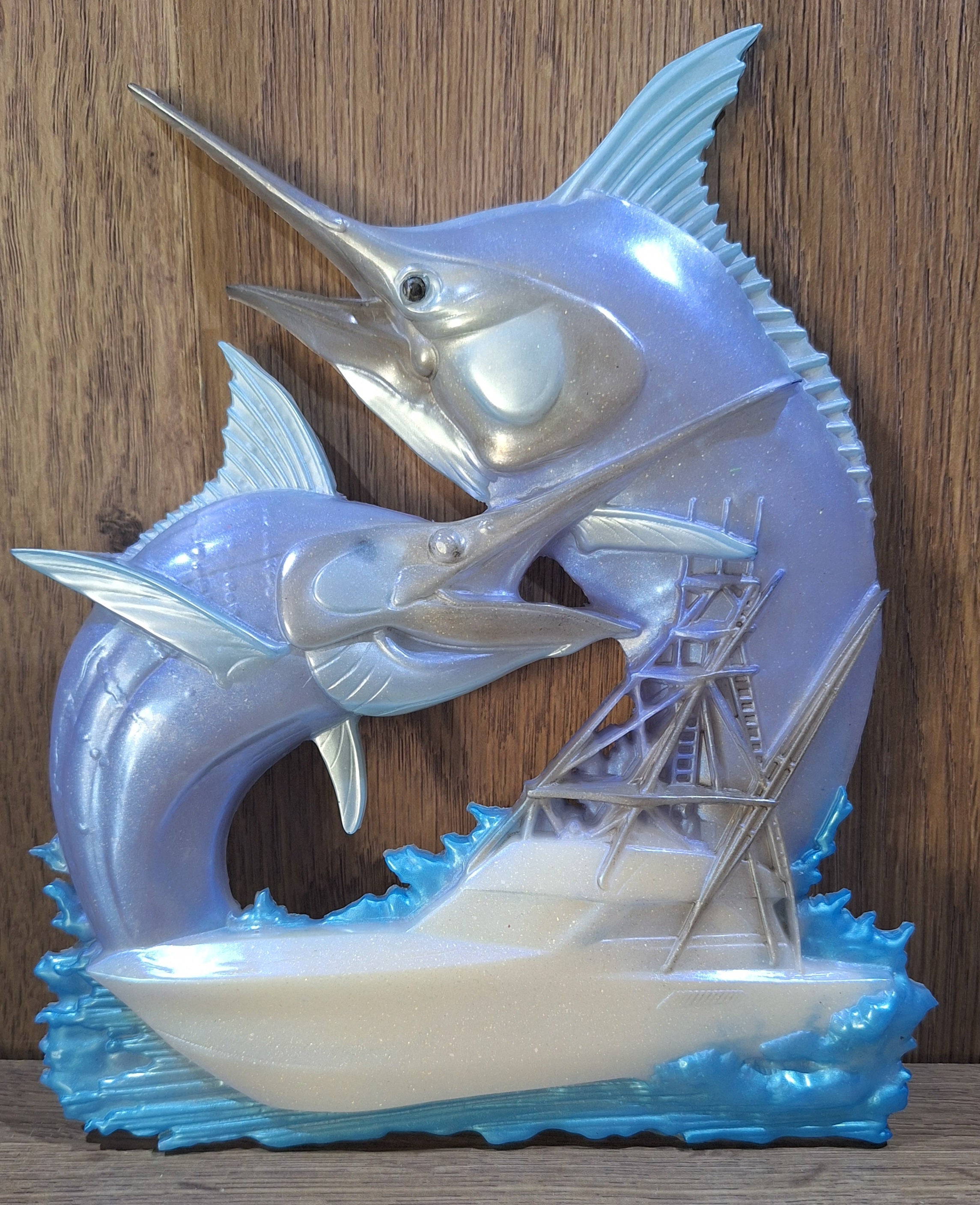 Marlin w/Boat Scene Plaque