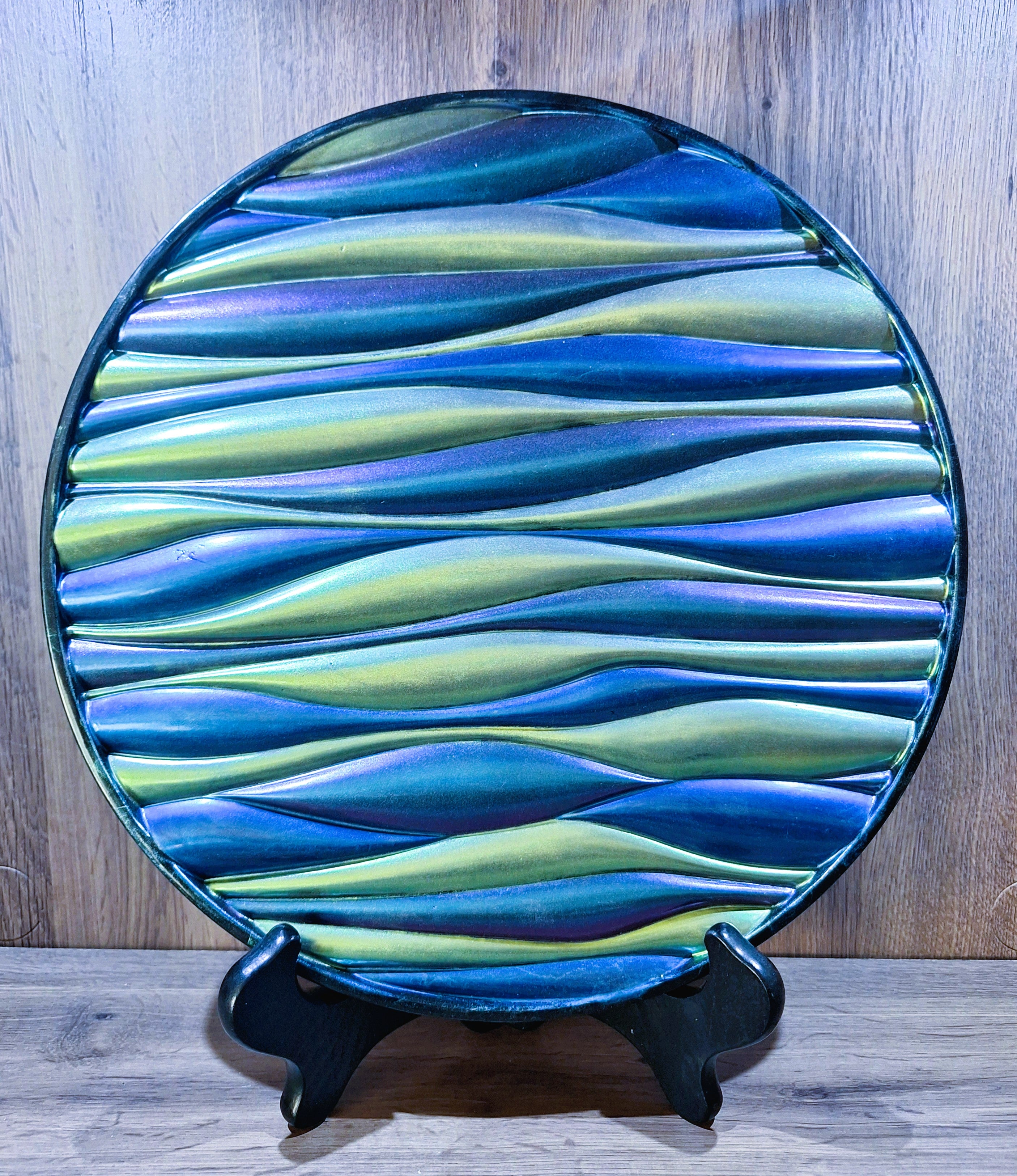 Blue and Green Wave Circle Plaque