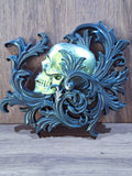 Dark Green Skull w/Swirl Design