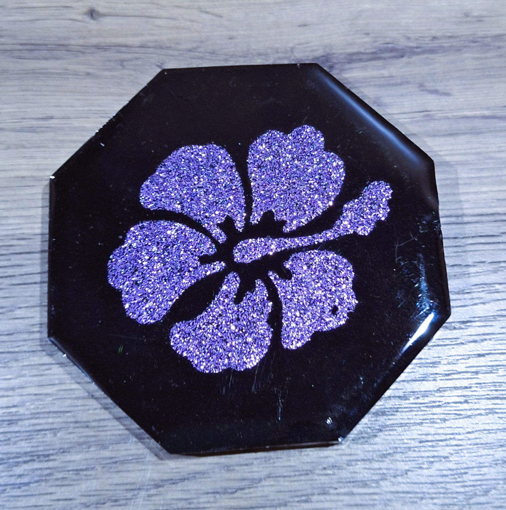 1pc Black & Purple Flower Coaster
