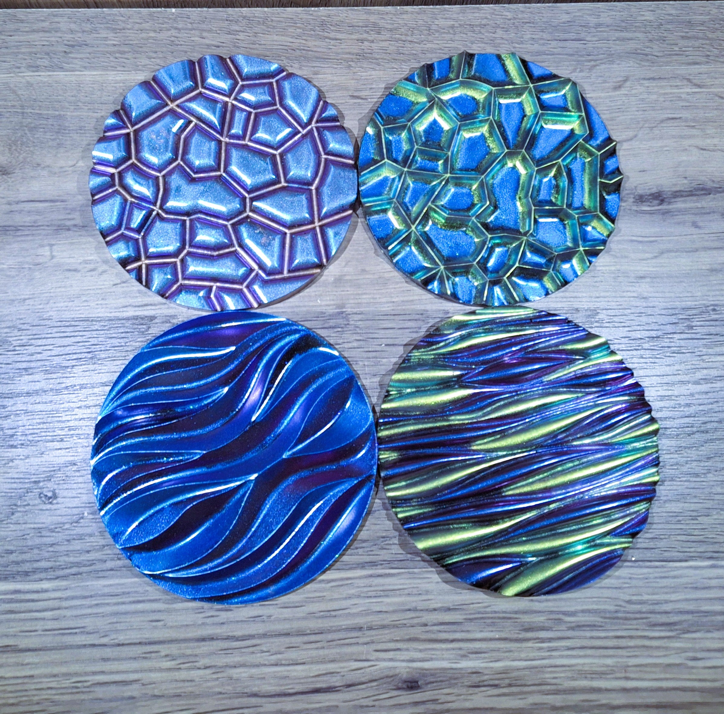 4pc Chameleon Blue/Green Pattern Coasters