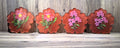 4pc Red Copper, Pink Flowers Coaster Set