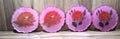 4pc Pink w/ Red Flowers Coaster Set