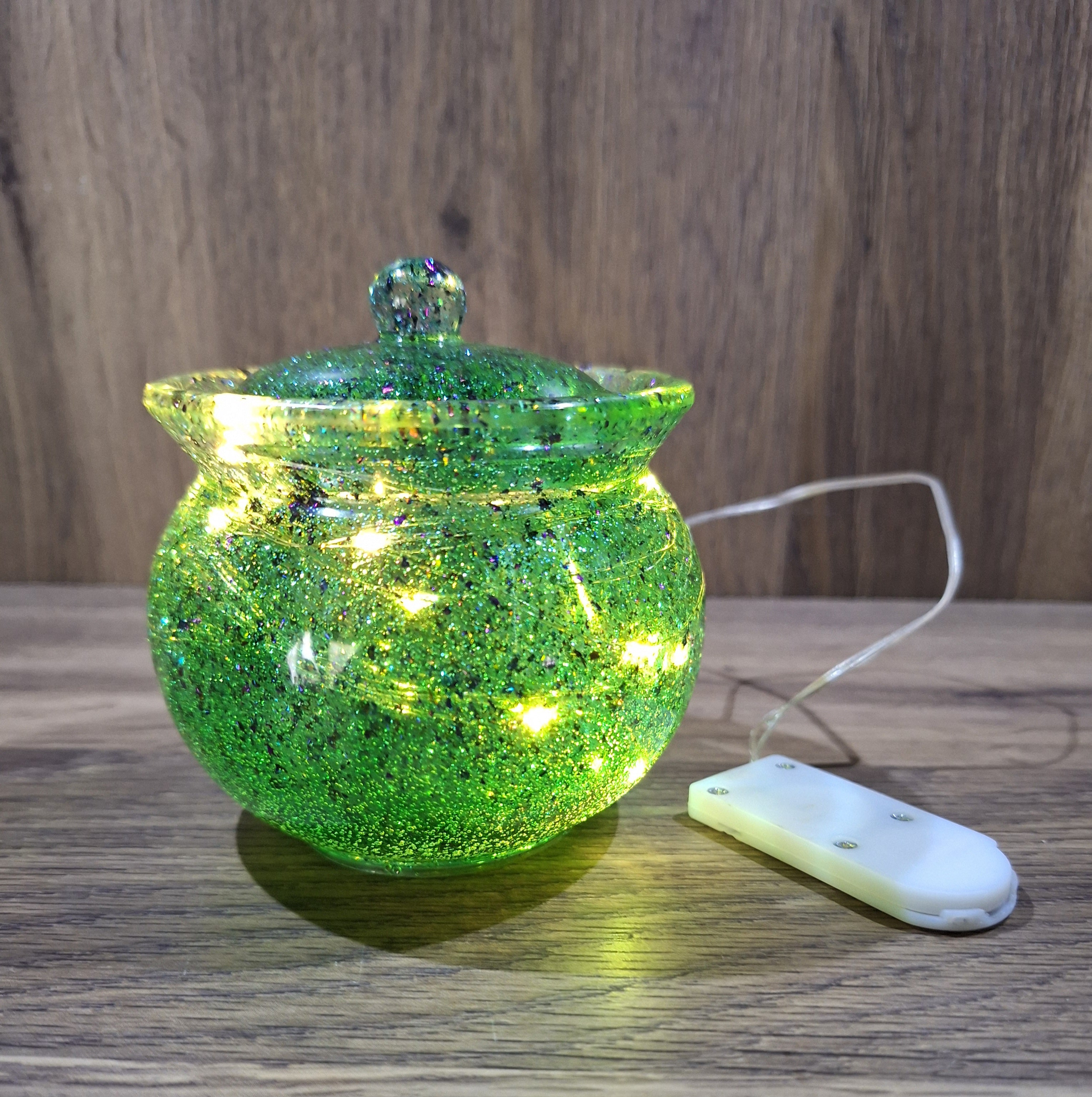 Light-Up Green Honey Pot Jar