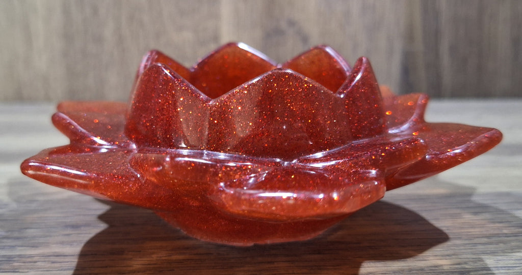Red Lotus Flower LED Candle Holder