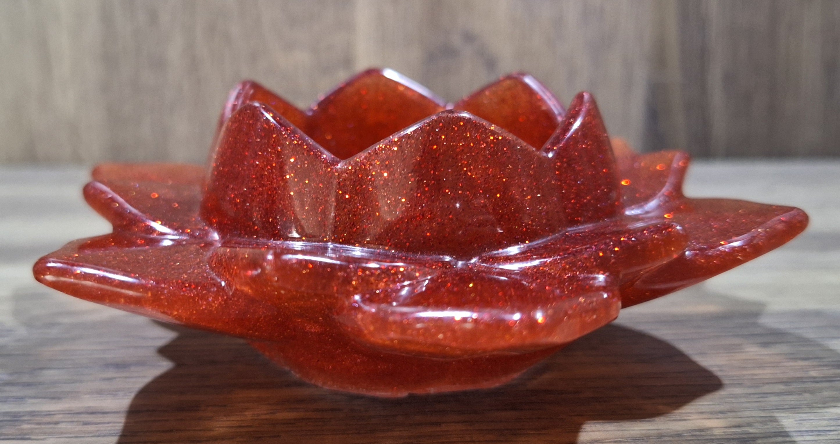 Red Lotus Flower LED Candle Holder
