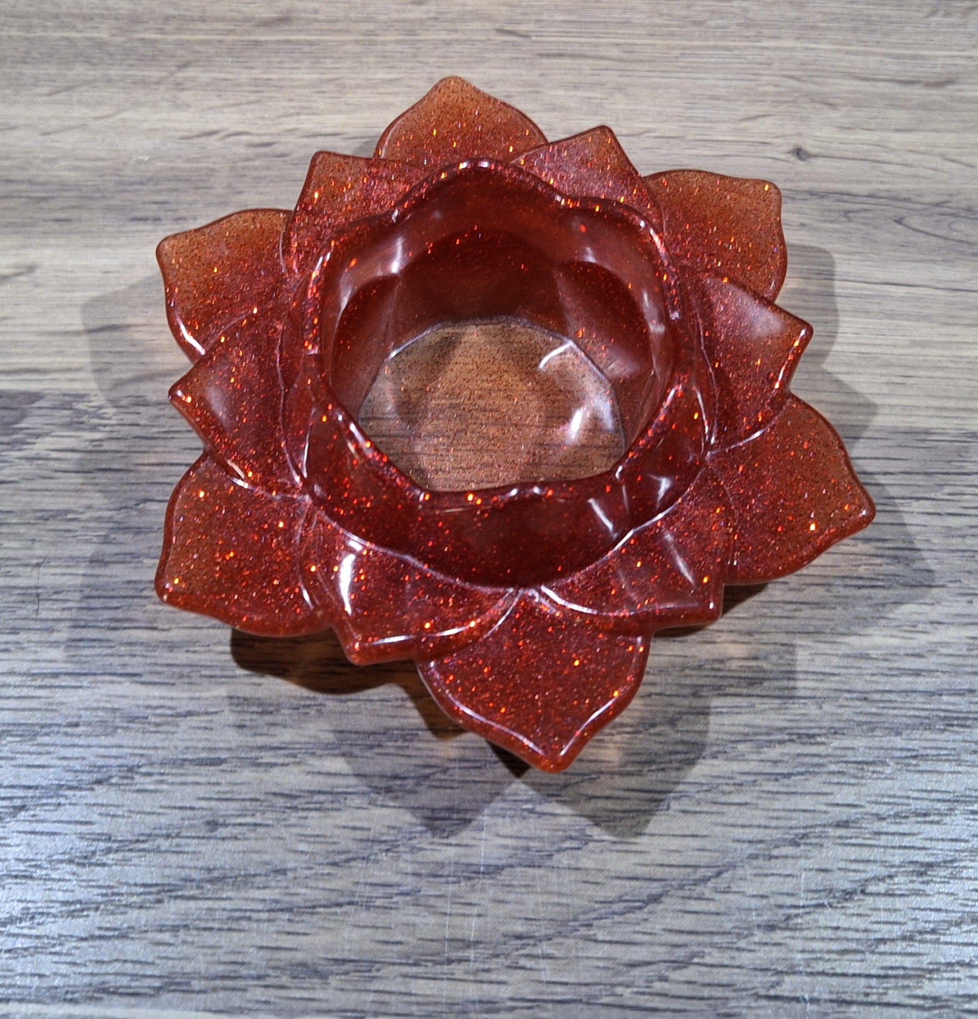 Red Lotus Flower LED Candle Holder