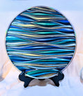 Blue & Chrome Wave Circle Plaque