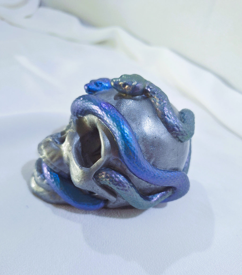 Chrome Skull w/ Blue Snakes