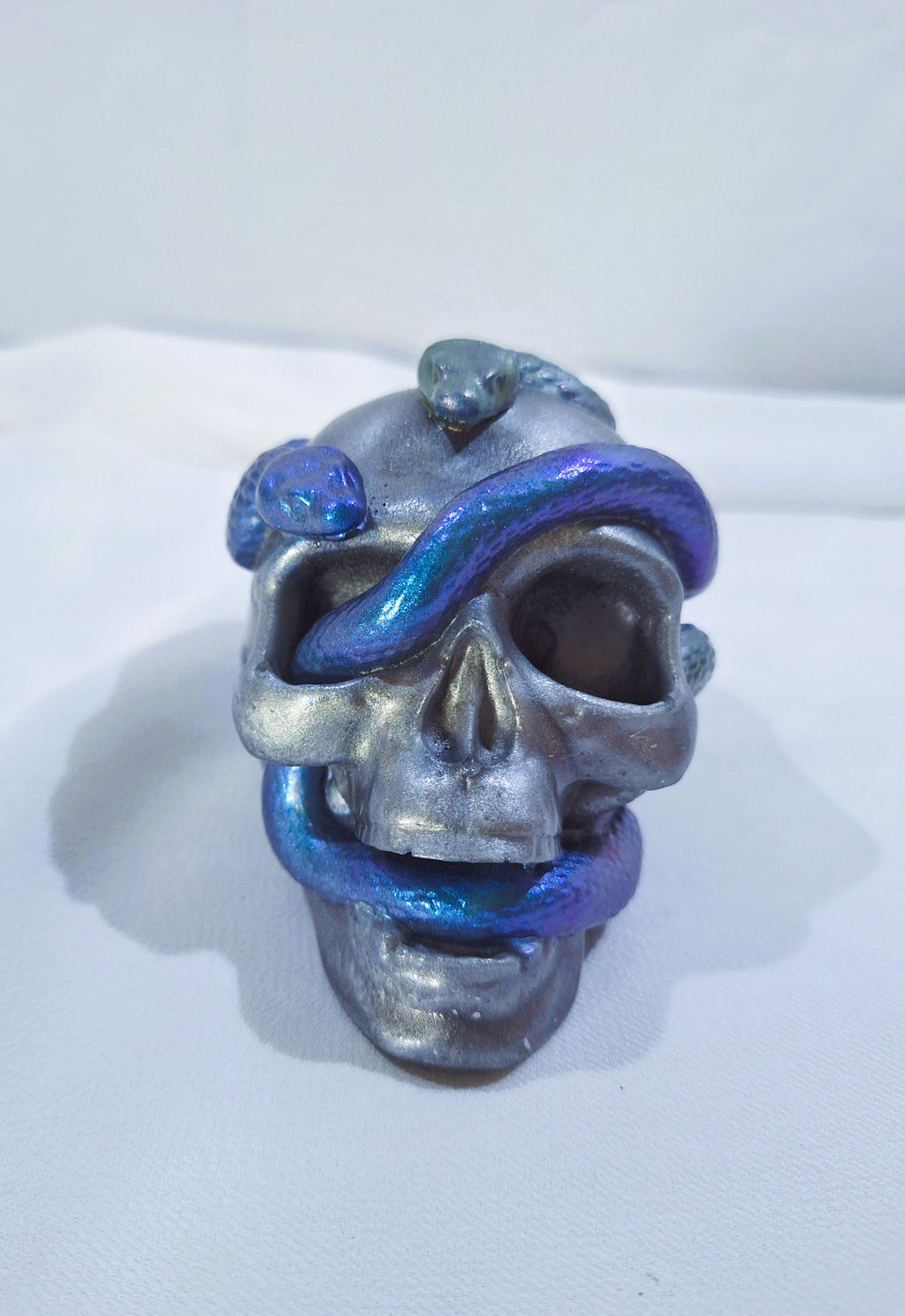 Chrome Skull w/ Blue Snakes