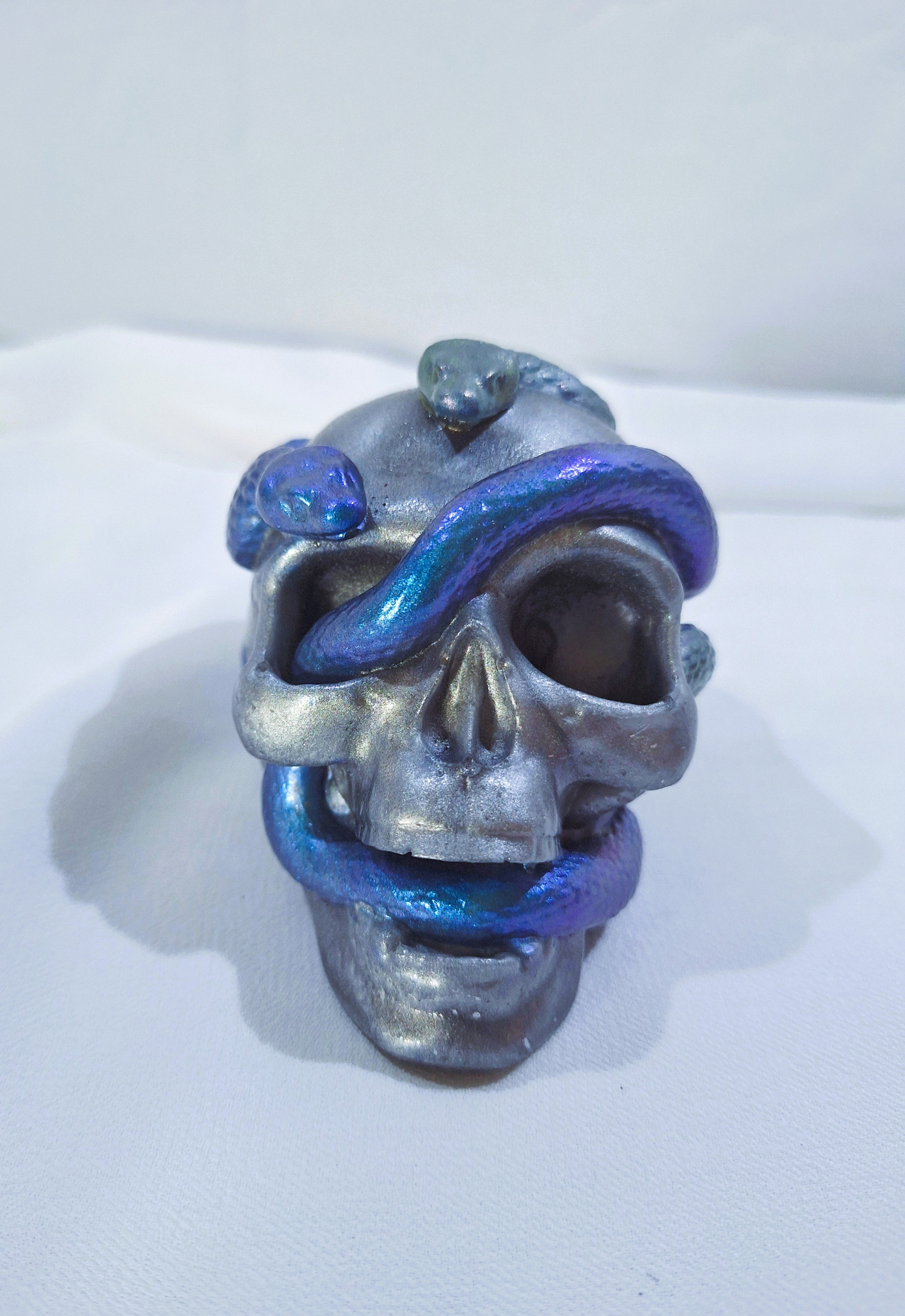 Chrome Skull w/ Blue Snakes