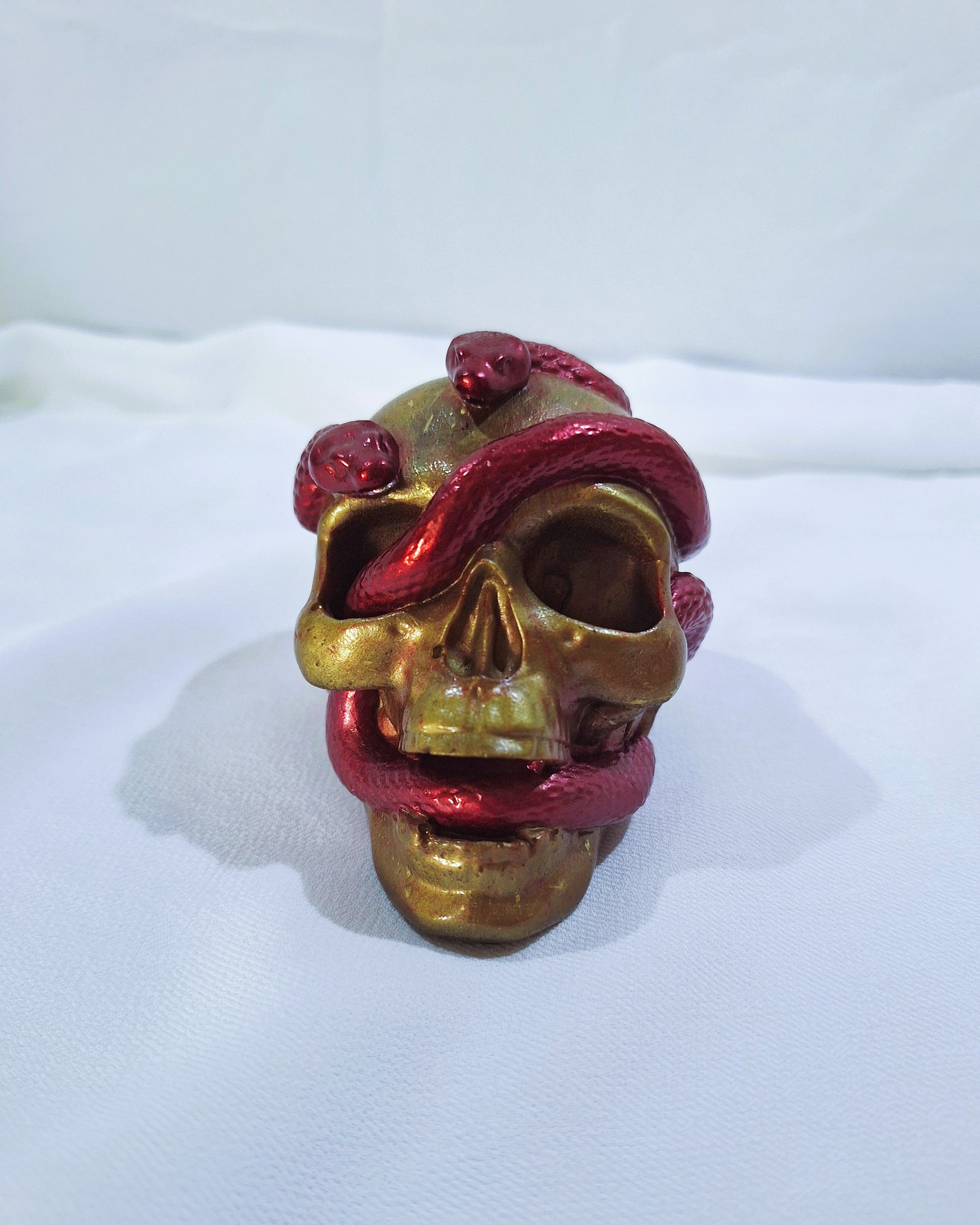 Gold Skull w/ Red Snakes