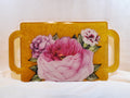 Gold Tray w/Pink Flowers