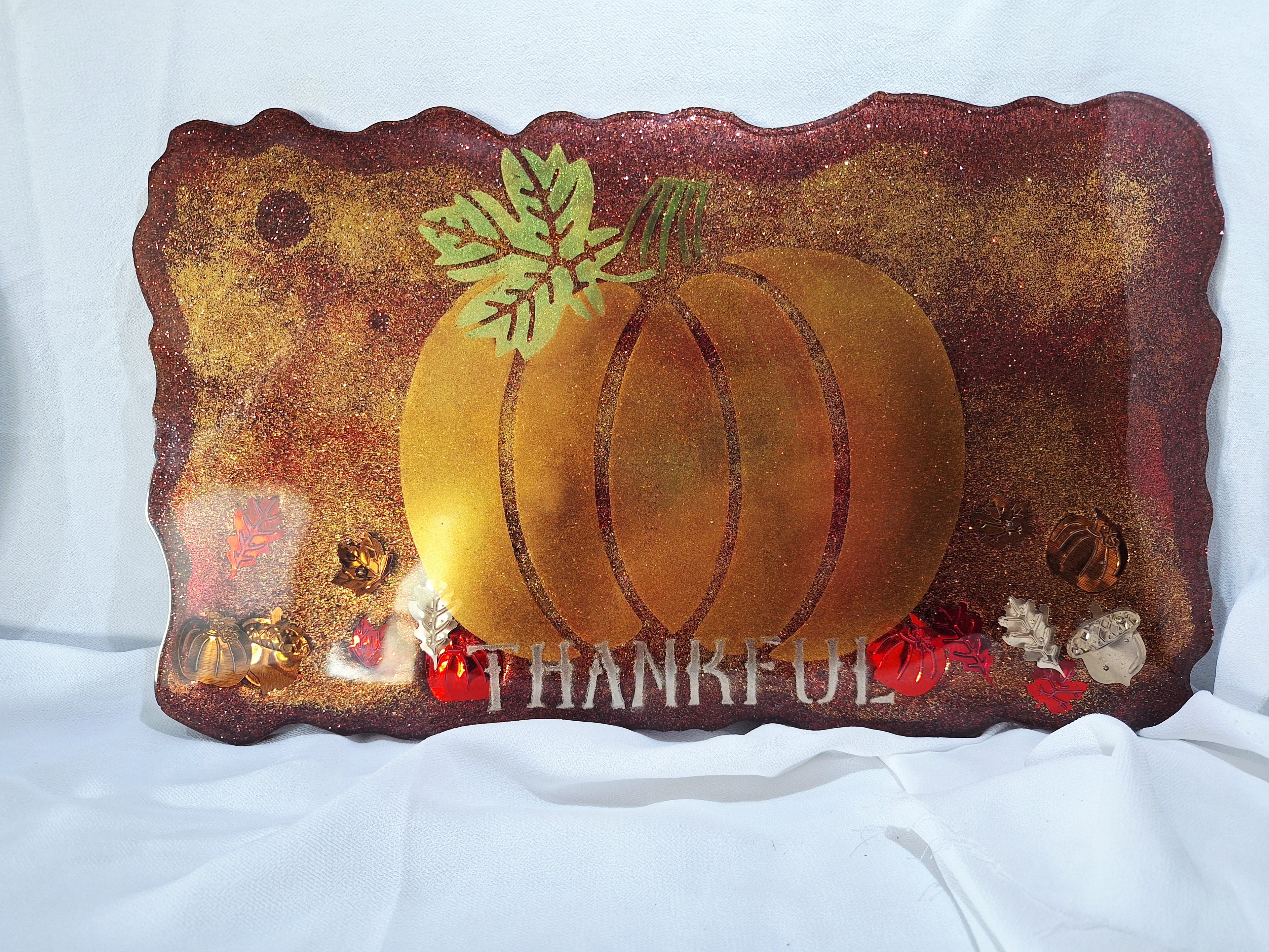 Fall "Thankful" Pumpkin Tray/Plaque