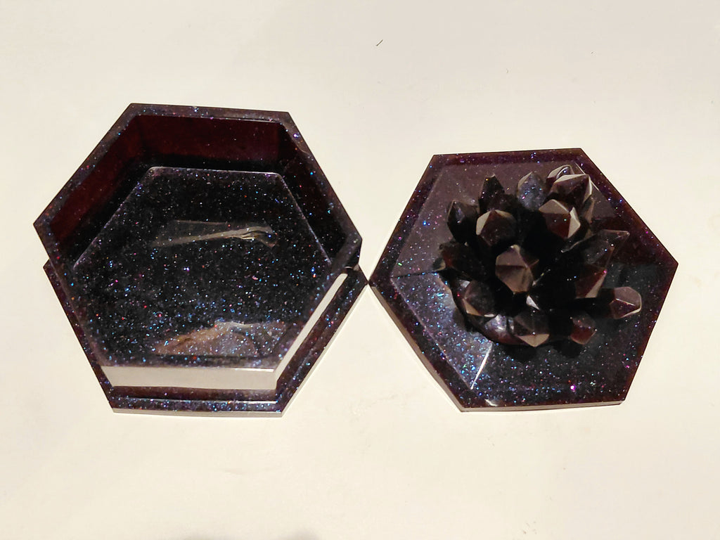 Burgundy/Plum Hexagon Jar with Crystal Lid