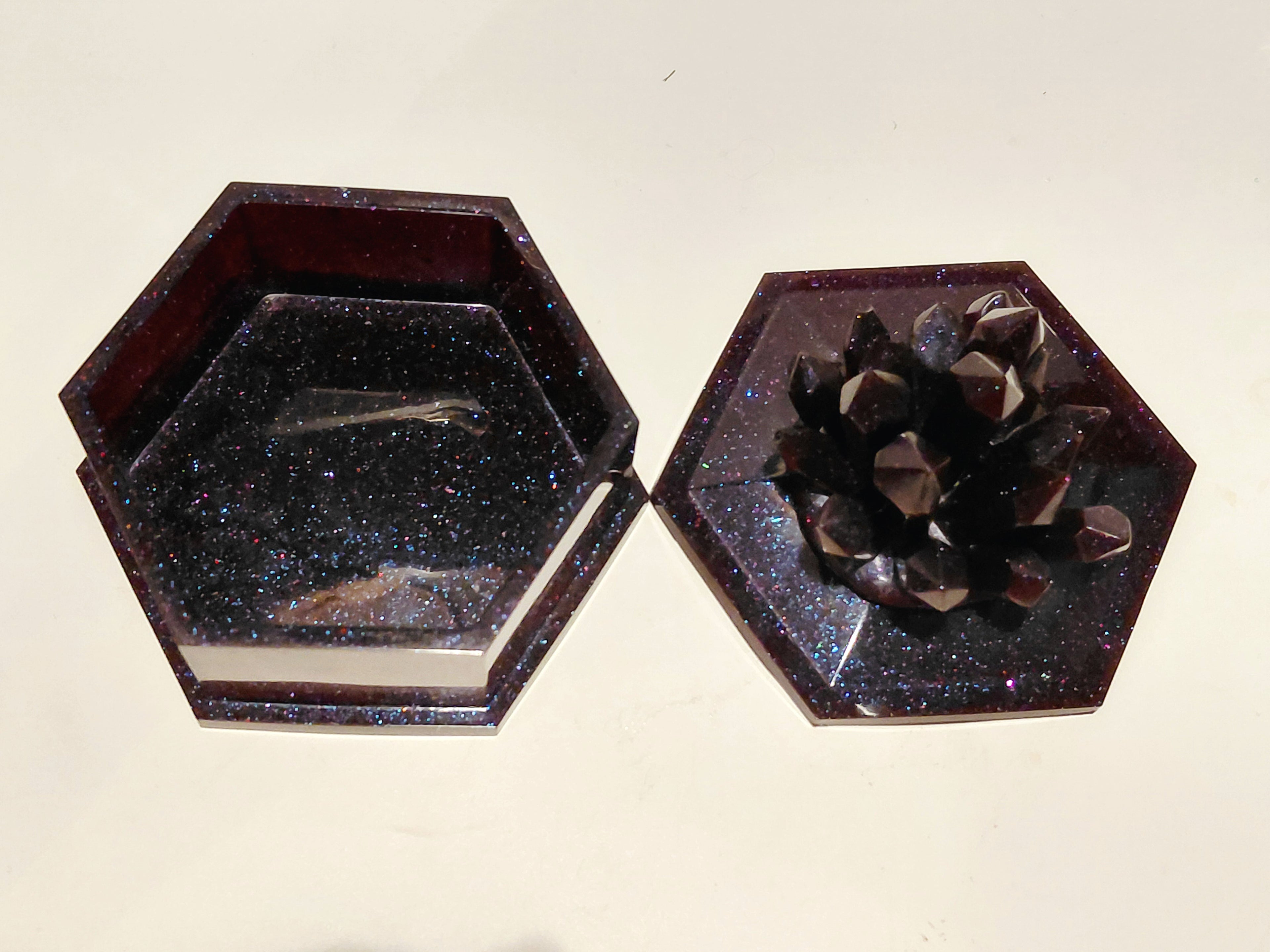 Burgundy/Plum Hexagon Jar with Crystal Lid