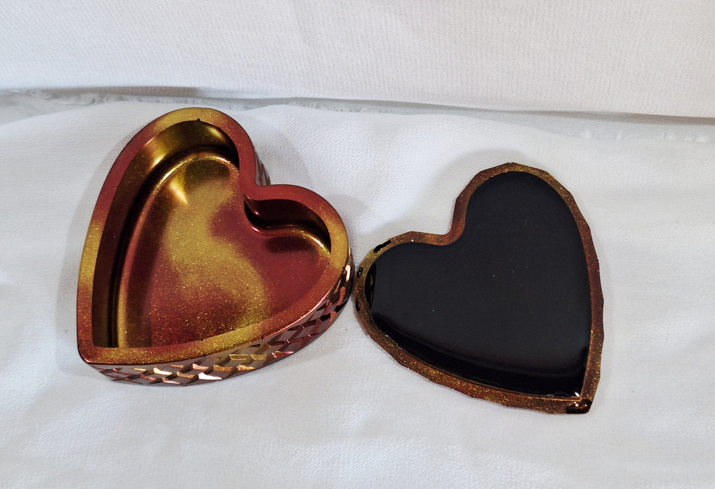 Red & Gold Waffle Heart Jar