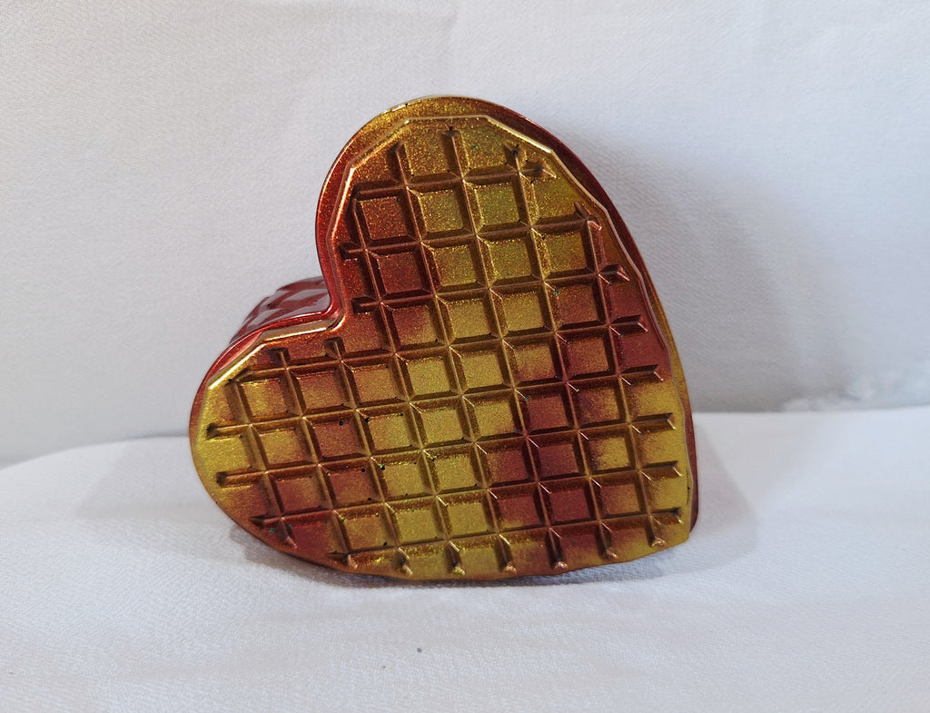 Red & Gold Waffle Heart Jar