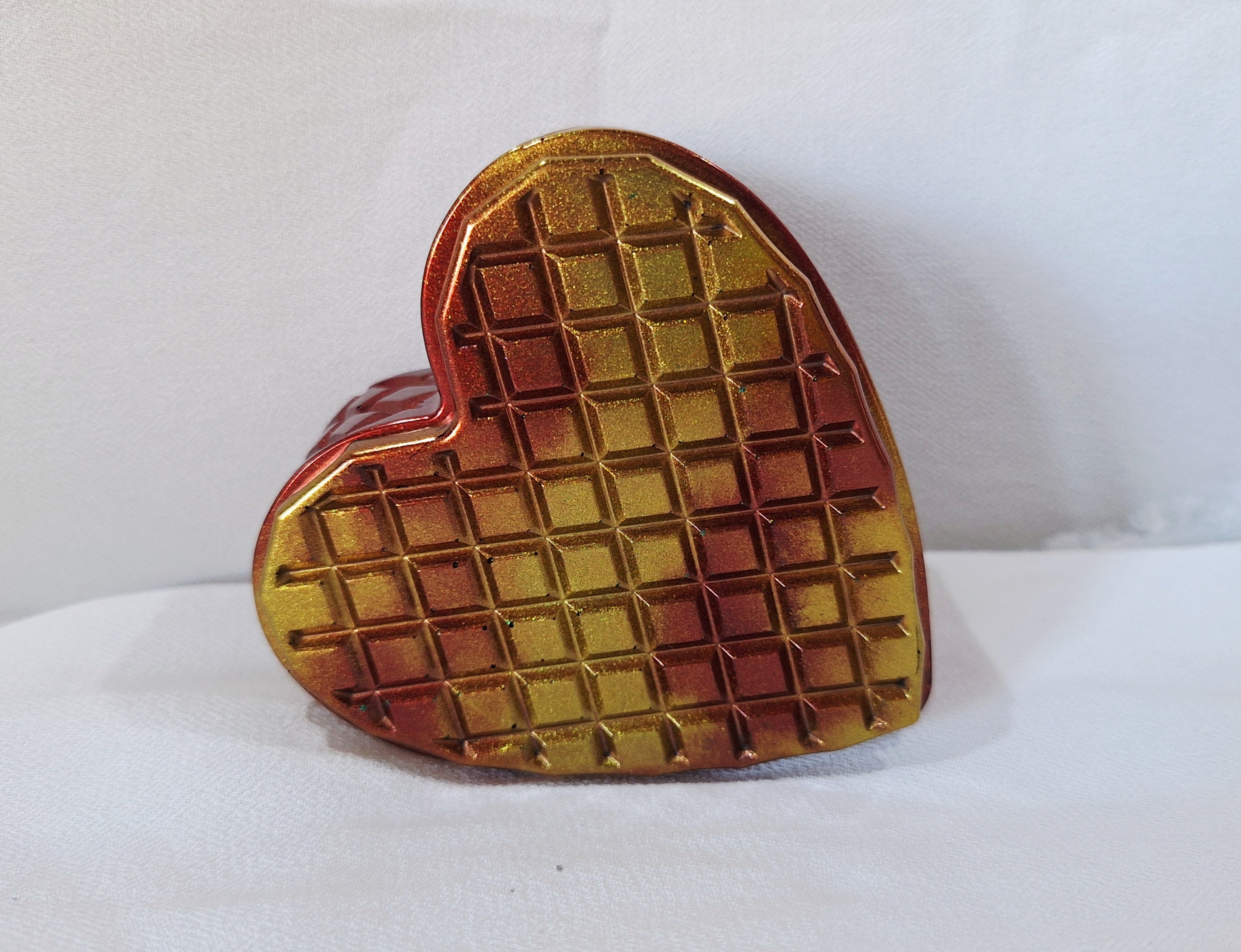 Red & Gold Waffle Heart Jar