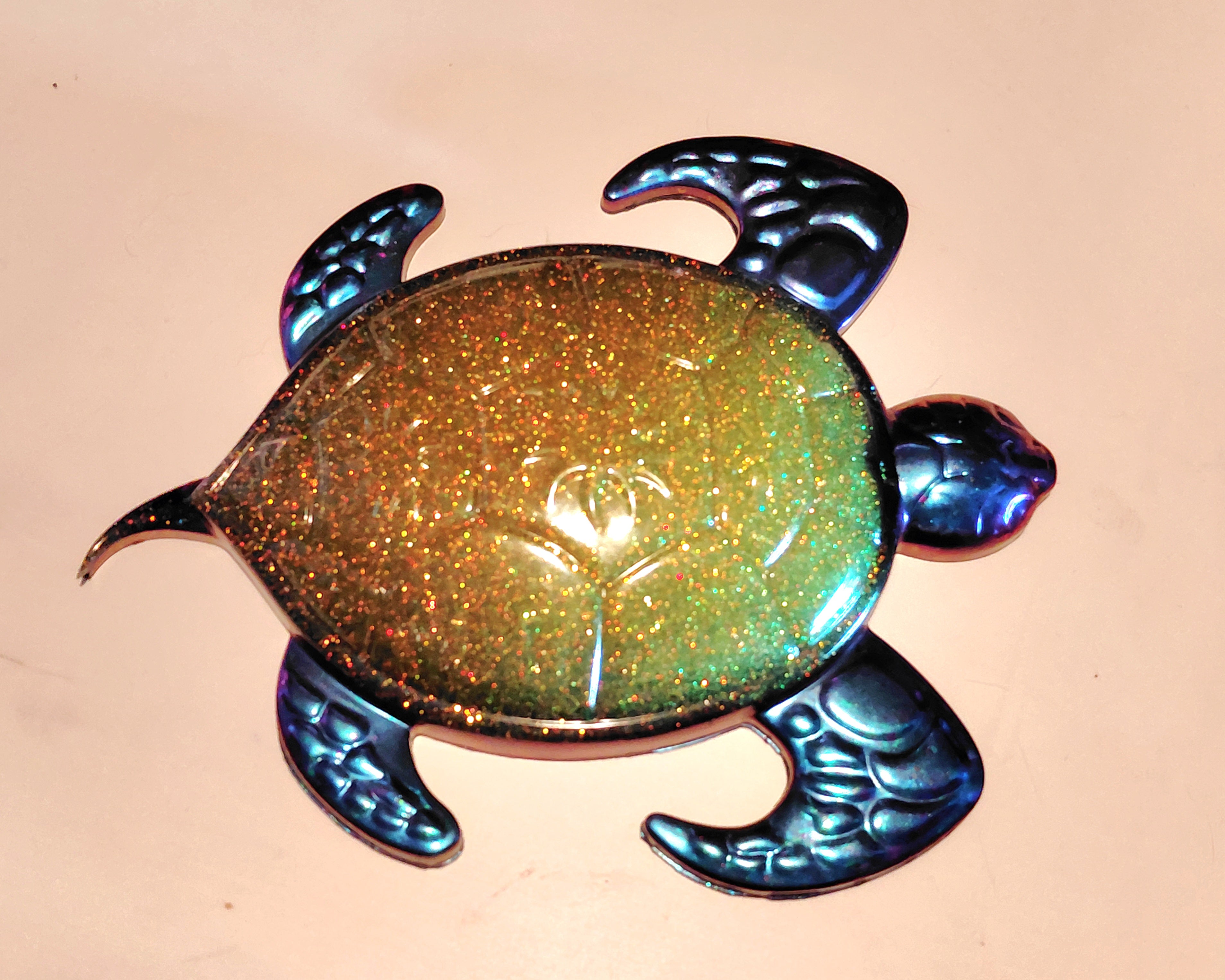 Metallic Blue & Yellow Sea Turtle Plaque
