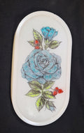 White Colored Tattoo Oval Trinket Tray