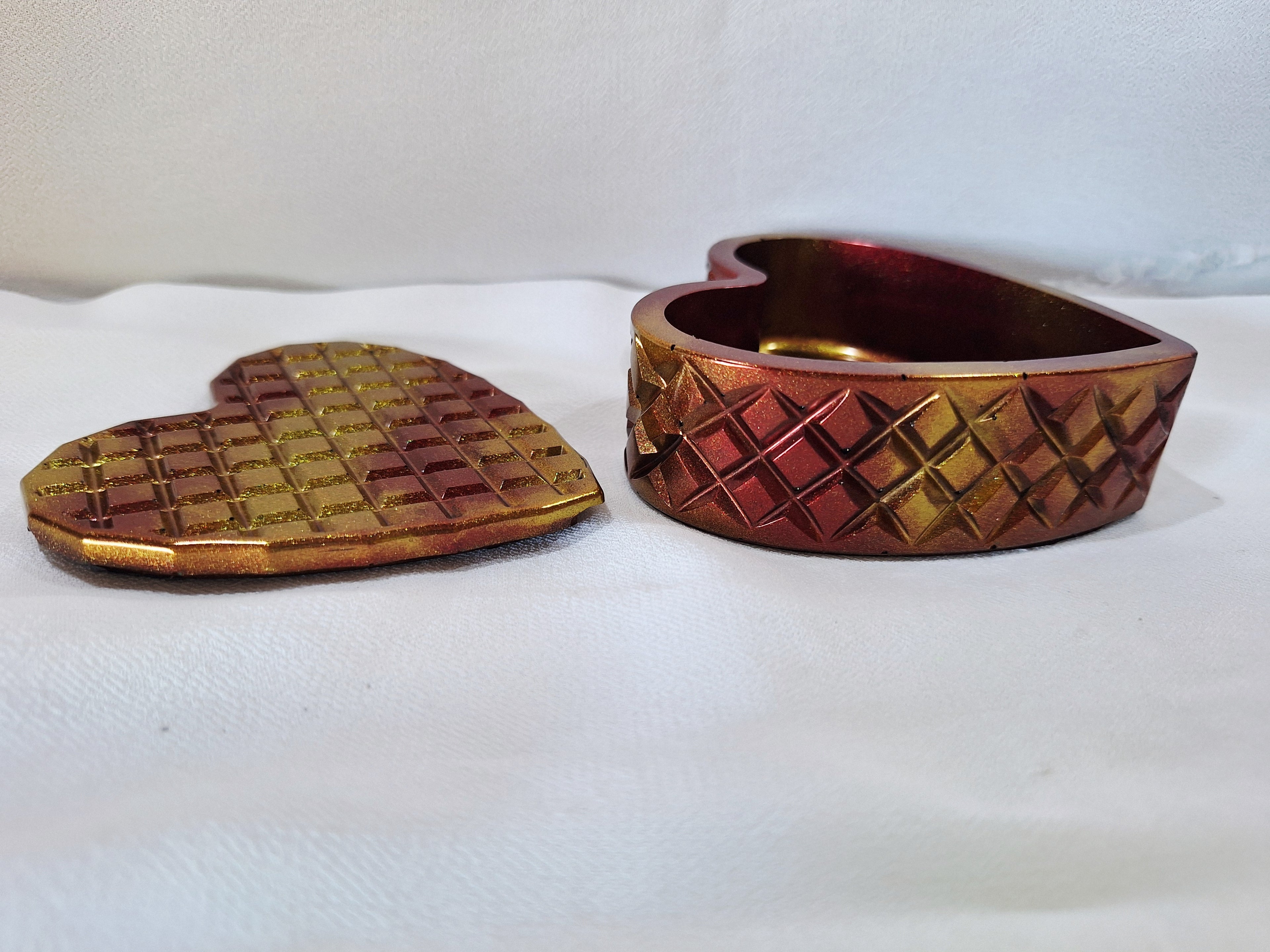 Red & Gold Waffle Heart Jar