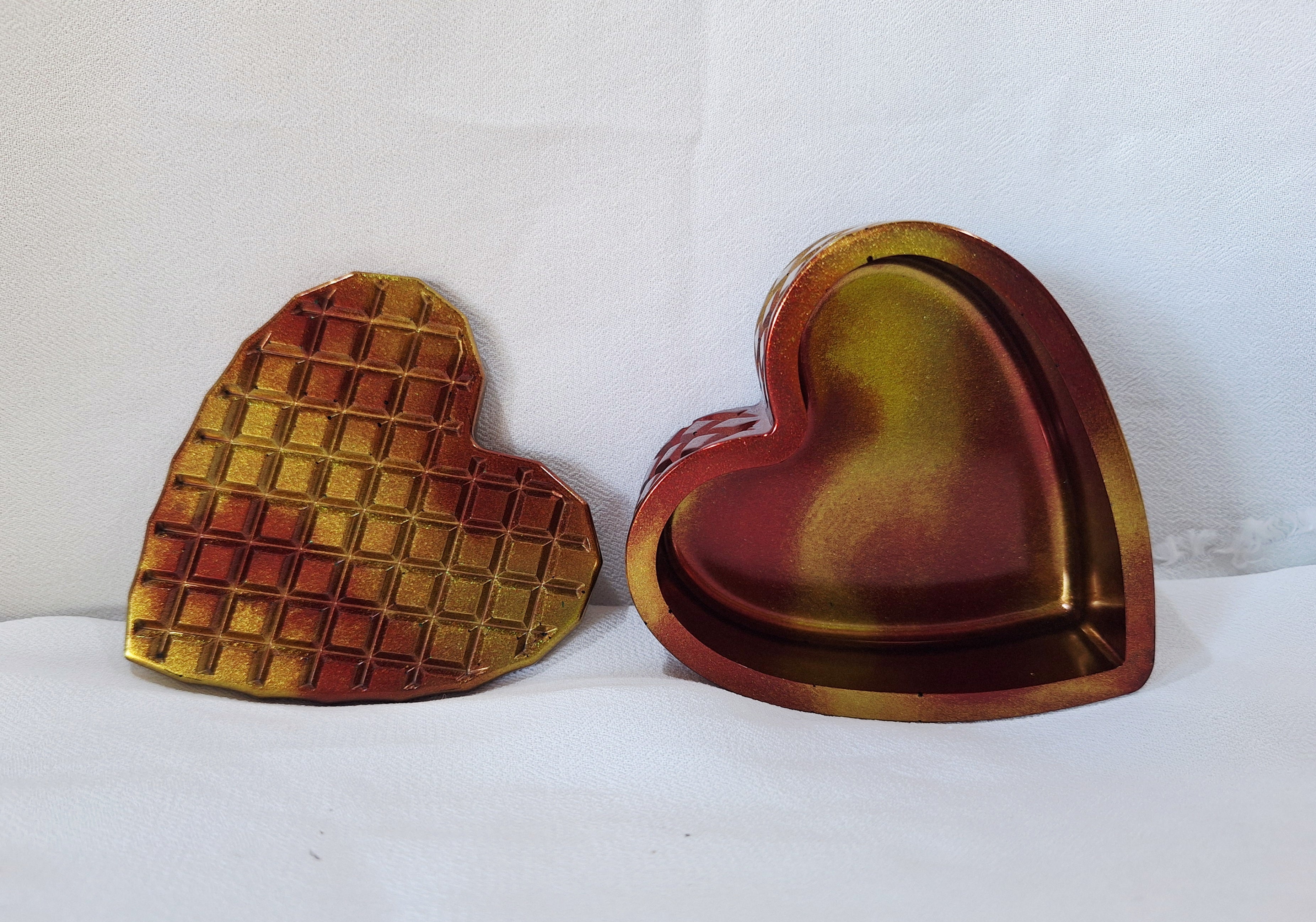 Red & Gold Waffle Heart Jar